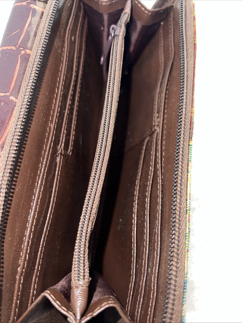 New Congress Leather Fabric Tooled Wallet #100555 P-501