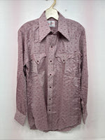 New Women’s Tem Tex Pink Deigned Long Sleeve Pearl Snap 14.5 II-5
