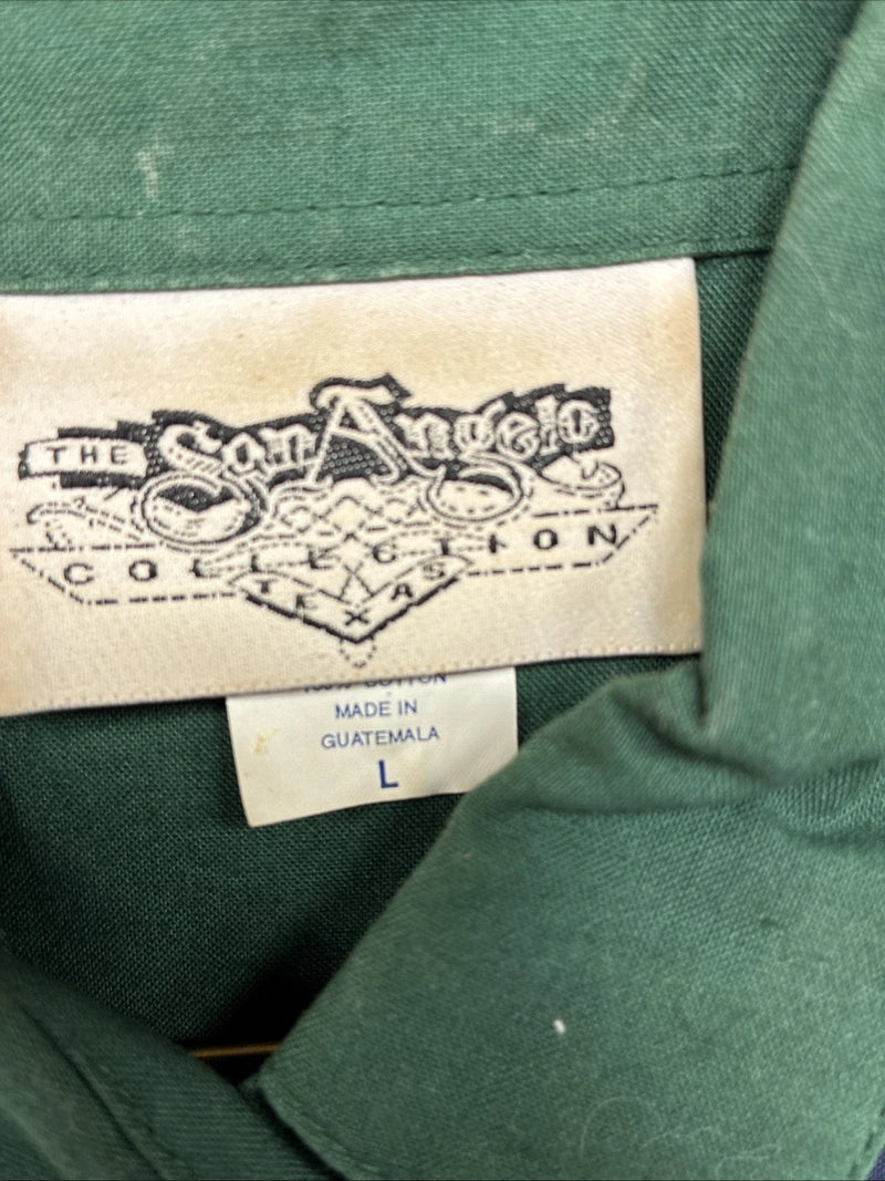 New Women’s San Angelo Green Design Long Sleeve Button Up Size Large TT-72