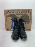 New Men’s Black Lace Up American West Cowboy Boots. 6991 9.5 9 1/2 E W. 6-101