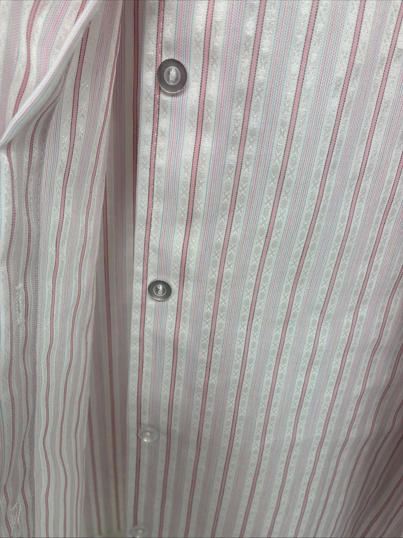 New Women’s H Bar C Pink Stripe Long Sleeve Button Up Size 36 LL-32