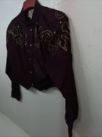 New Women’s Purple 1849 Authentic Ranchwear Western Show Shirt L UU-55