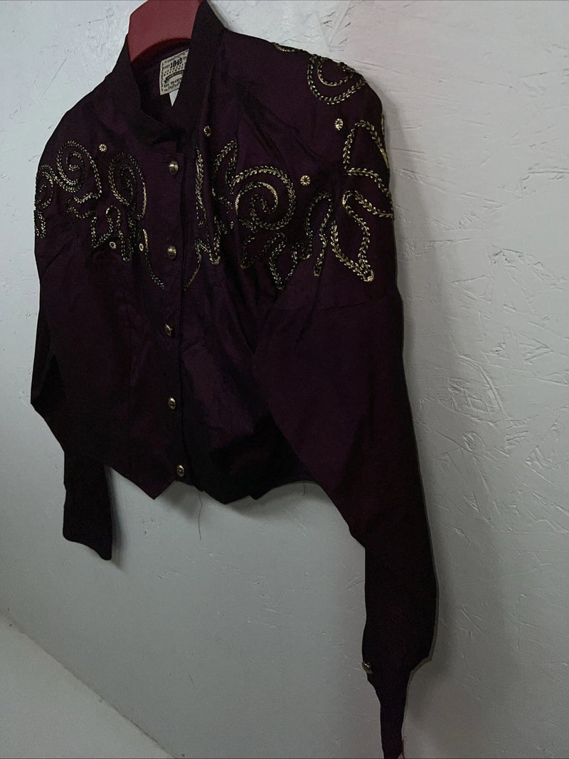 New Women’s Purple 1849 Authentic Ranchwear Western Show Shirt L UU-55