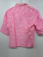 New Women’s Tem Tex Pink Floral Short Sleeve Pearl Snap Size 10 KK-53