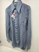 New Men’s Miller Blue Deigned Long Sleeve Pearl Snap 15 Medium II-104