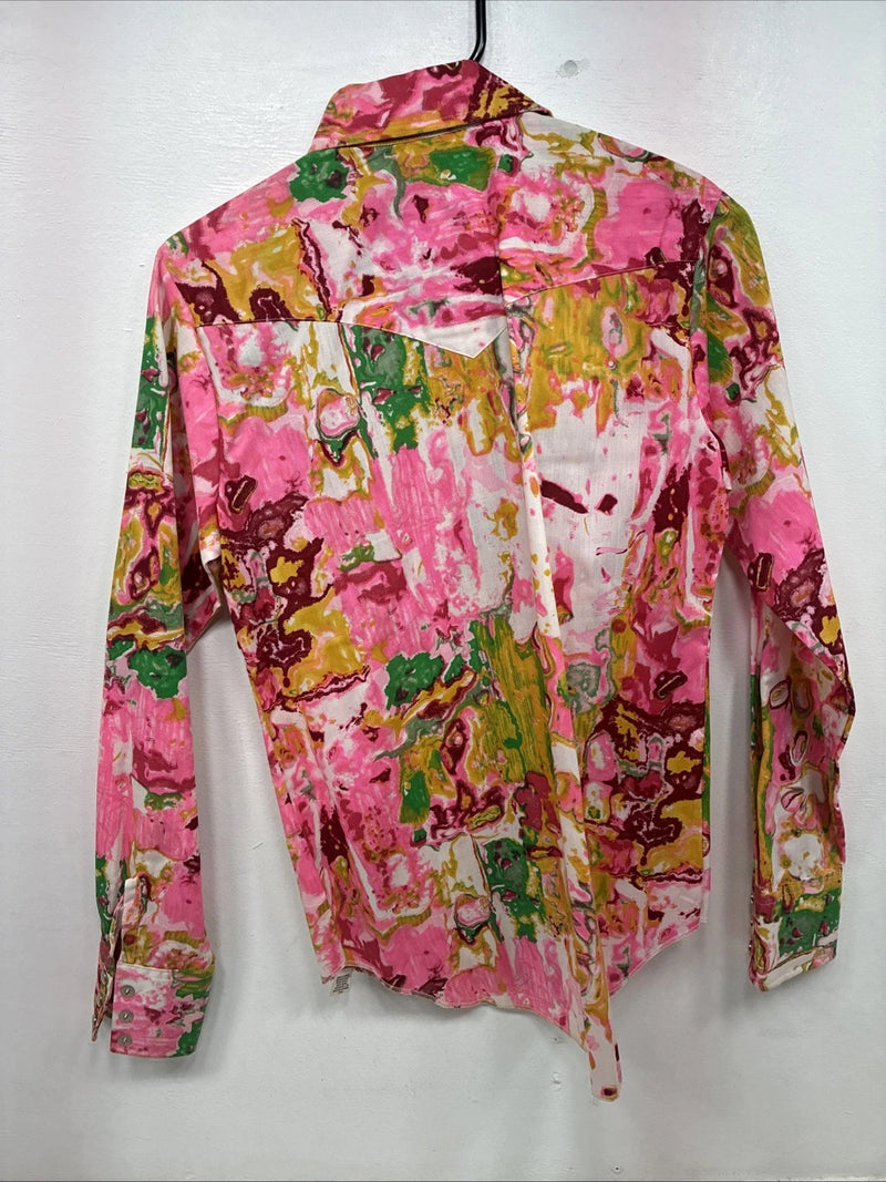 New Women’s H Bar C Floral Designed Long Sleeve Pearl Snap Size 36 YY-25