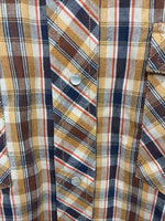 New Men’s Champion Western Yellow Brown Plaid Long Sleeve Pearl Snap Medium O-31