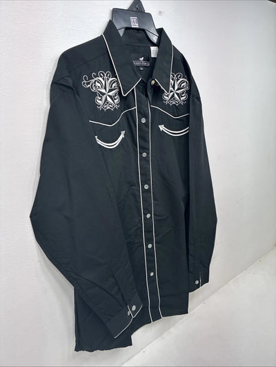 New Woman Western Express Black Deigned Long Sleeve Pearl Snap 2XL GG-50