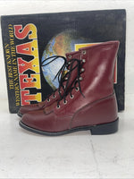 New Women’s Red Texas Brand Lace Up Cowboy Boots. 4493 7 M. 18-35