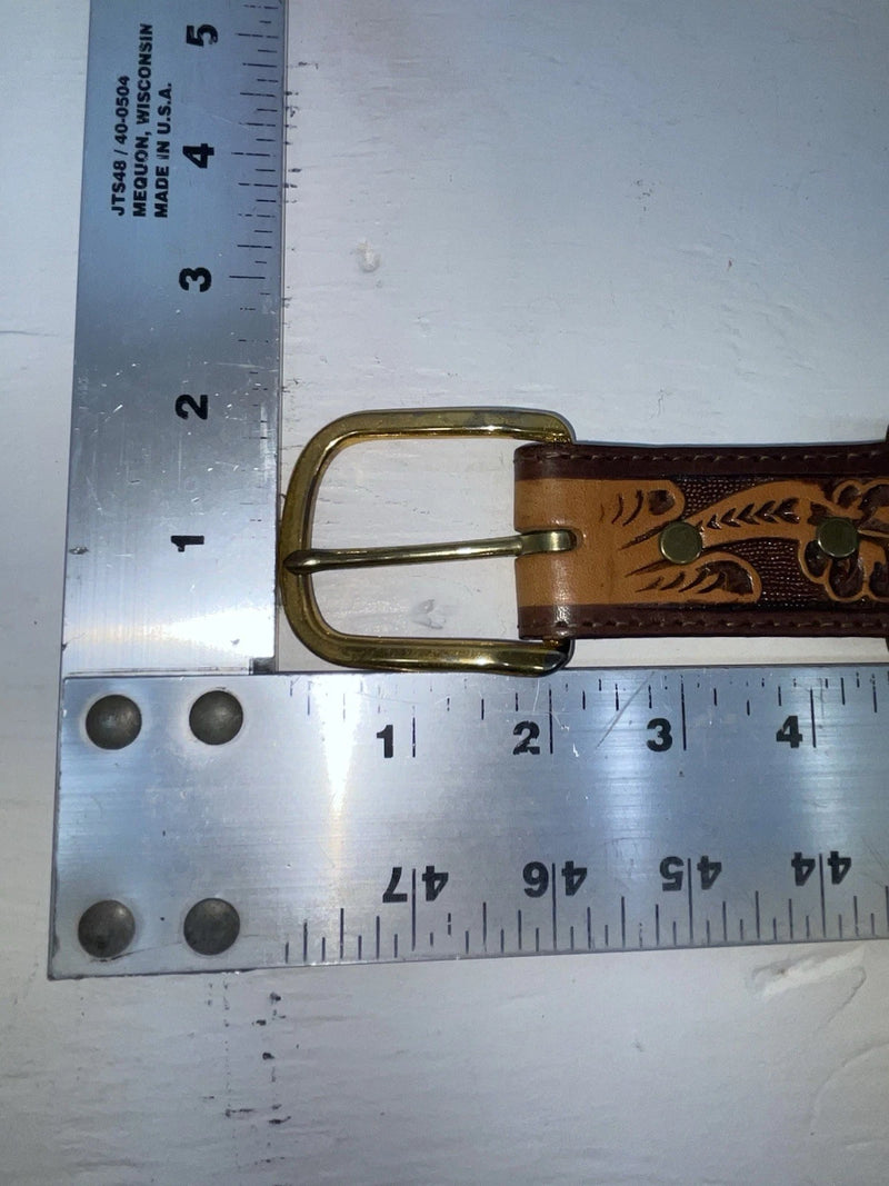 New Red Genuine Leather Longhorn Tooled 34” Belt #82828 JJ-34