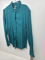 New Women’s Rough Rider Teal Long Sleeve Button Up Large KK-20