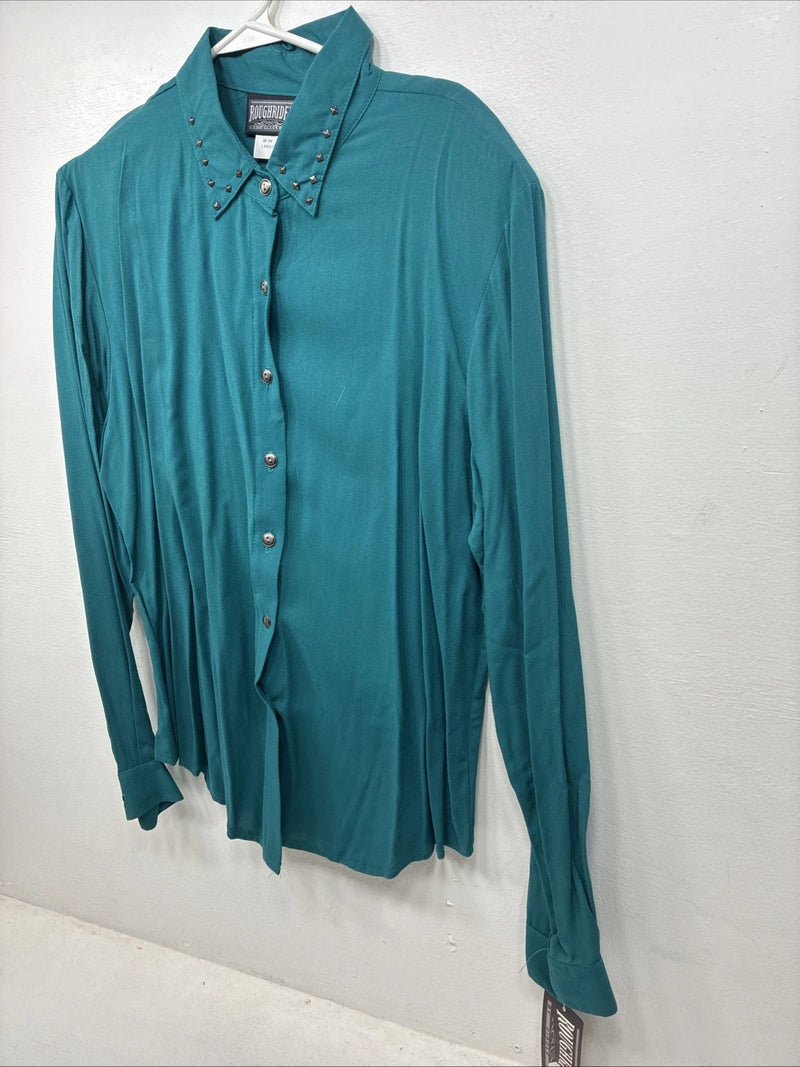 New Women’s Rough Rider Teal Long Sleeve Button Up Large KK-20
