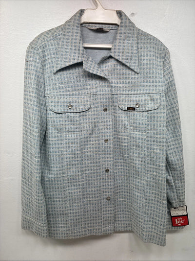 New Women’s Lee Blue Design Long Sleeve Button Up Jacket Size 13 KK-43