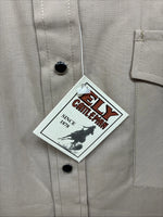 New Men’s ELY Cattleman Tan Horse Design Short Sleeve Pearl Snap Large AA-28