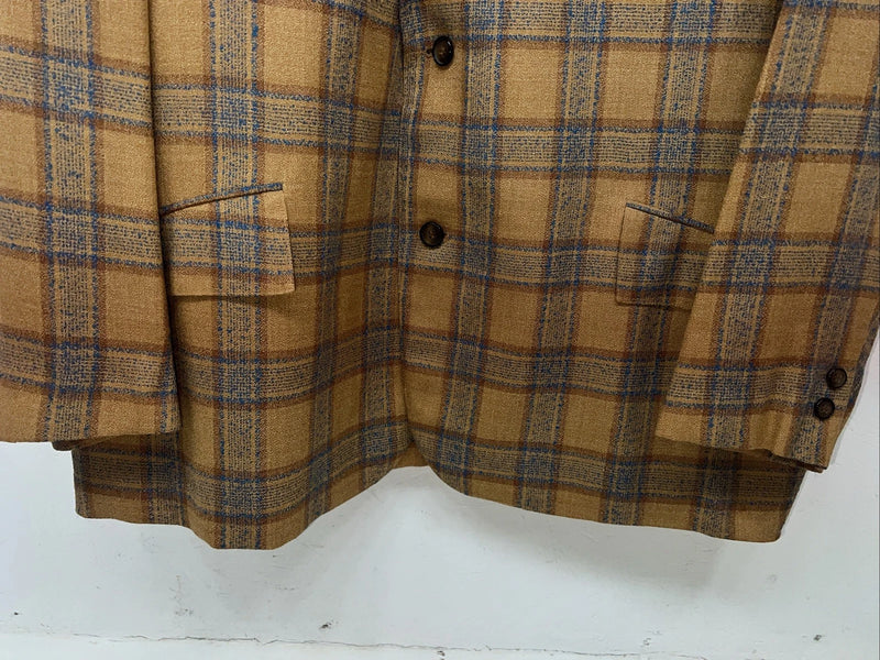 New Men’s Tem-Tex Orange Plaid Suit Jacket 46R #11963 LL-609