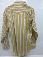 New Men’s Fenton Yellow White Strip Long Sleeve Pearl Snap Medium J-54