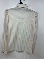 New Women Camlo Rose Multicolor Stripe Long Sleeve Pearl Snap Size 12 YY-104