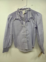 New Kids Kid Kountry Purple Designed Long Sleeve Pearl Snap Size 10 YY-57