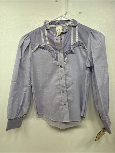 New Kids Kid Kountry Purple Designed Long Sleeve Pearl Snap Size 10 YY-57