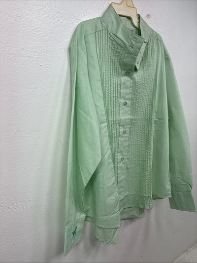 New Kids Mustang Green Long Sleeve Button Up English Shirt Size 12 YY-21