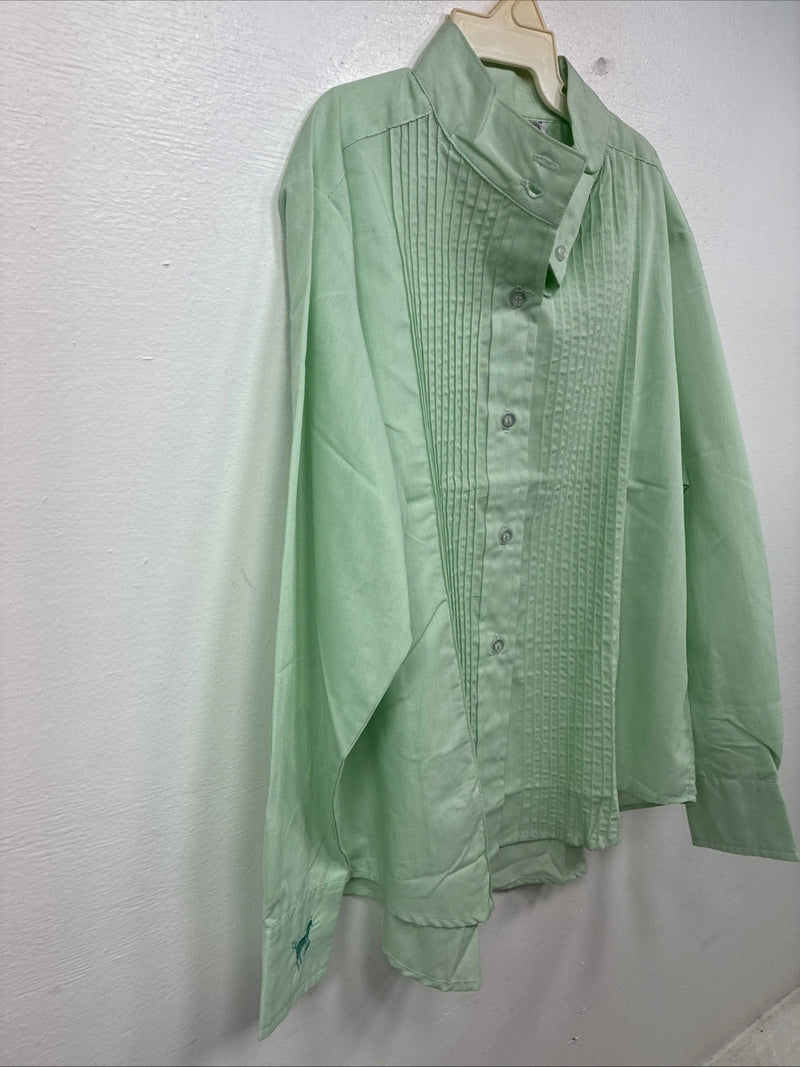 New Kids Mustang Green Long Sleeve Button Up English Shirt Size 12 YY-21