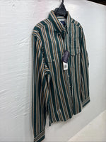 New Kids Wrangler Green Stripe Long Sleeve Button Up XL CC-89