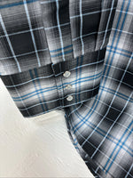 New Men’s ELY Cattleman Grey Black Long Sleeve Pearl Snap 3XL E-39