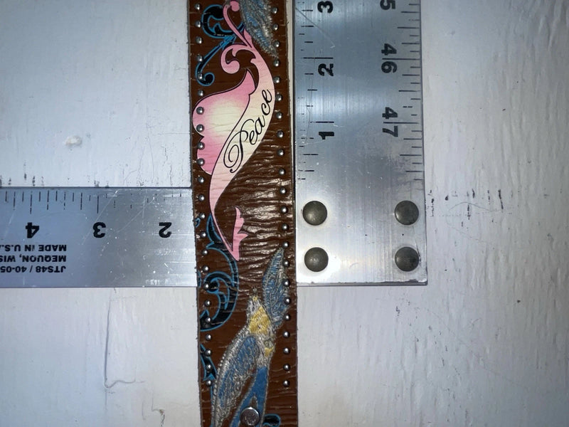 New Brown Genuine Leather Nocona Bird Stitching L Belt #N3422602