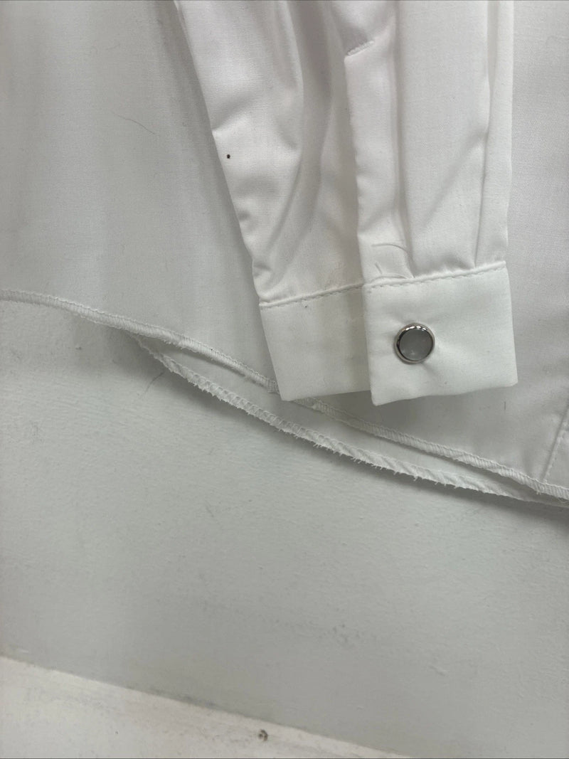 New Women’s H Bar C White Deigned Long Sleeve Pearl Snap Size 30 MM-62