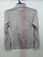 New Girls Dan River Multicolor Stripe Long Sleeve Pearl Snap Size 8 CC-87