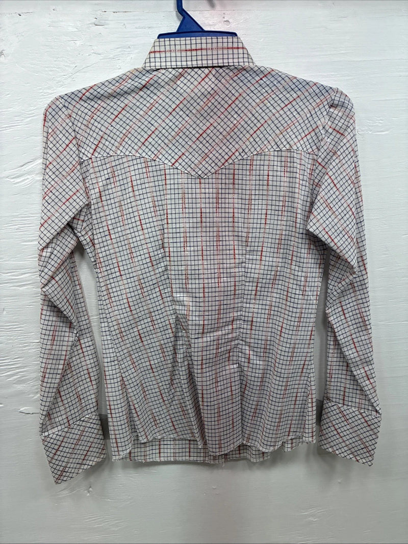 New Girls Dan River Multicolor Stripe Long Sleeve Pearl Snap Size 8 CC-87