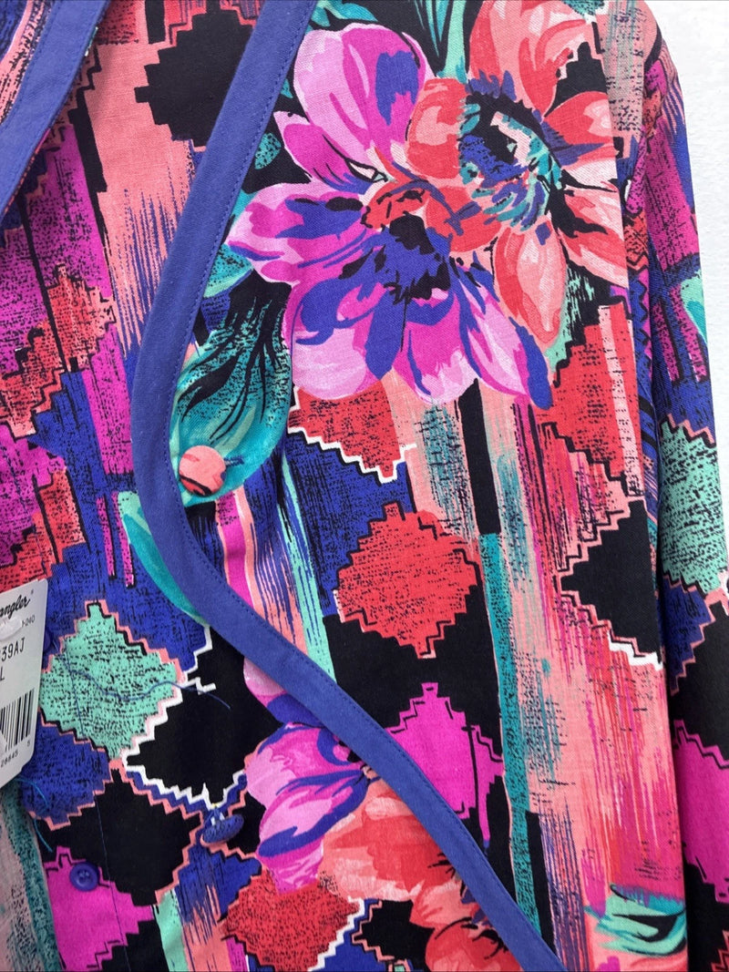 New Women’s Wrangler Pink Purple Floral Long Sleeve Button Up XL TT-32