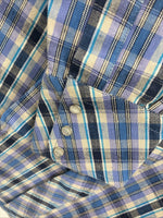 New Men’s Champion Western Purple Plaid Long Sleeve Peal Snap 15 Medium M-44