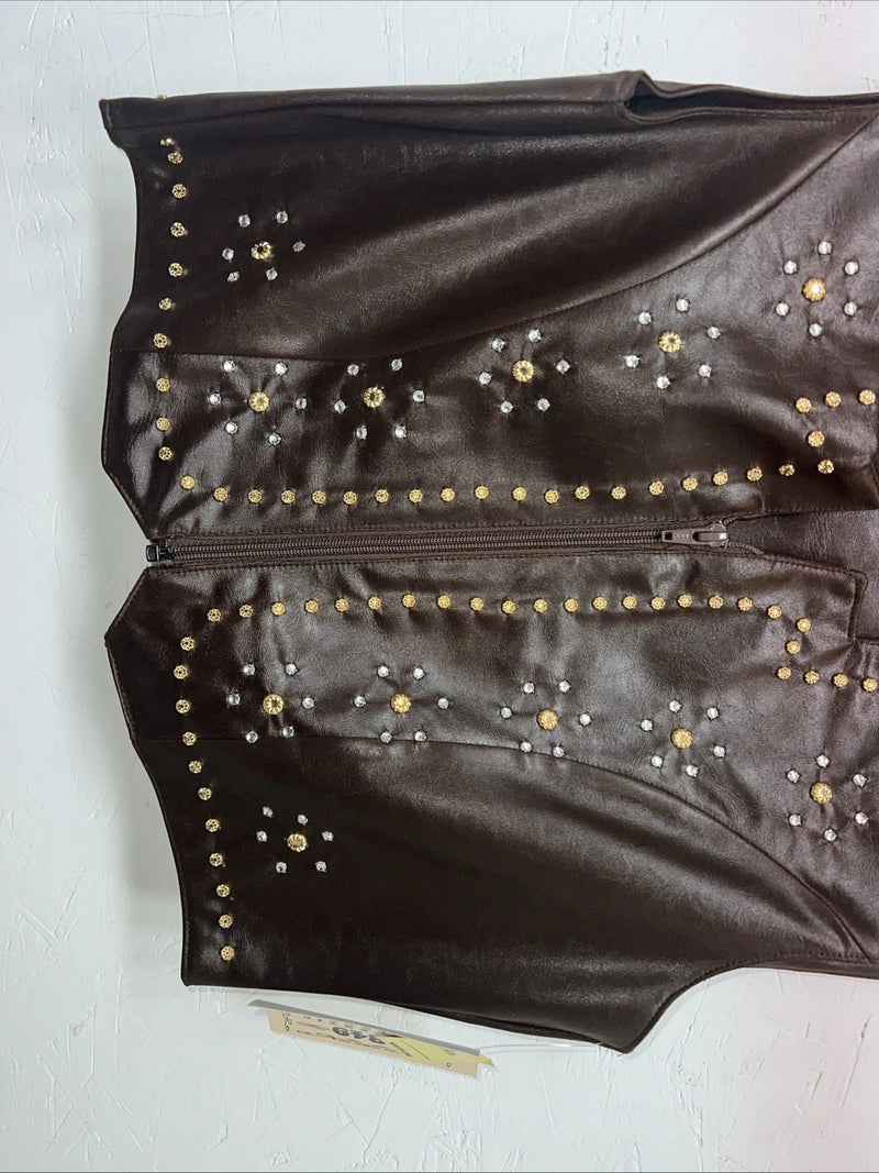 New Women’s 1849 Authentic Ranchwear Brown Western Show Vest Medium E-608