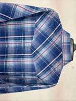 New Women’s Cumberland Blue Purple Plaid Long Sleeve Pearl Snap XL GG-81
