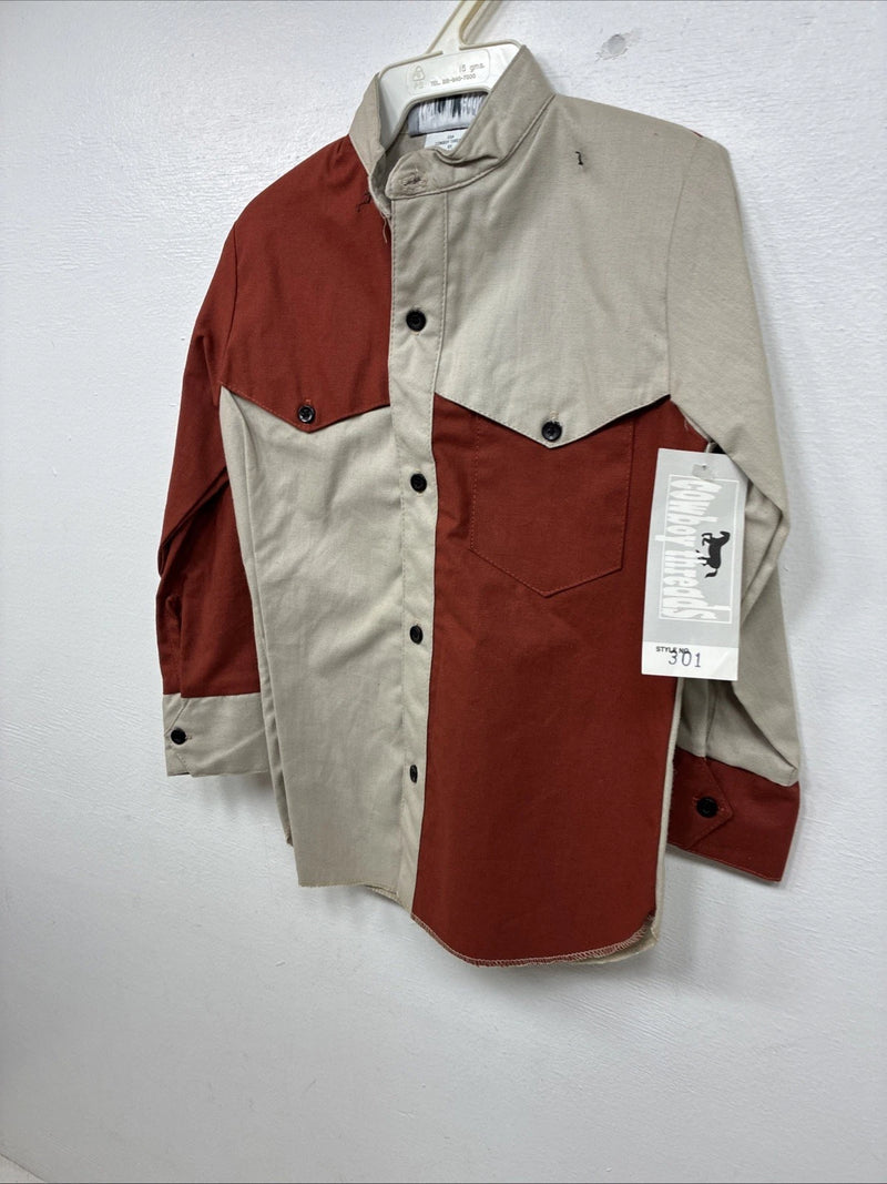 New Kids Cowboy Threads Orange Long Sleeve Button Up Size 5 TT-28