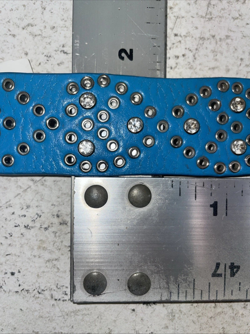 New Blue Genuine Leather Silver Bling XL Belt #N3431617 Z-30