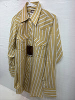 New Men’s Fenton Yellow Stripe Long Sleeve Pearl Snap 15 Medium AA-65