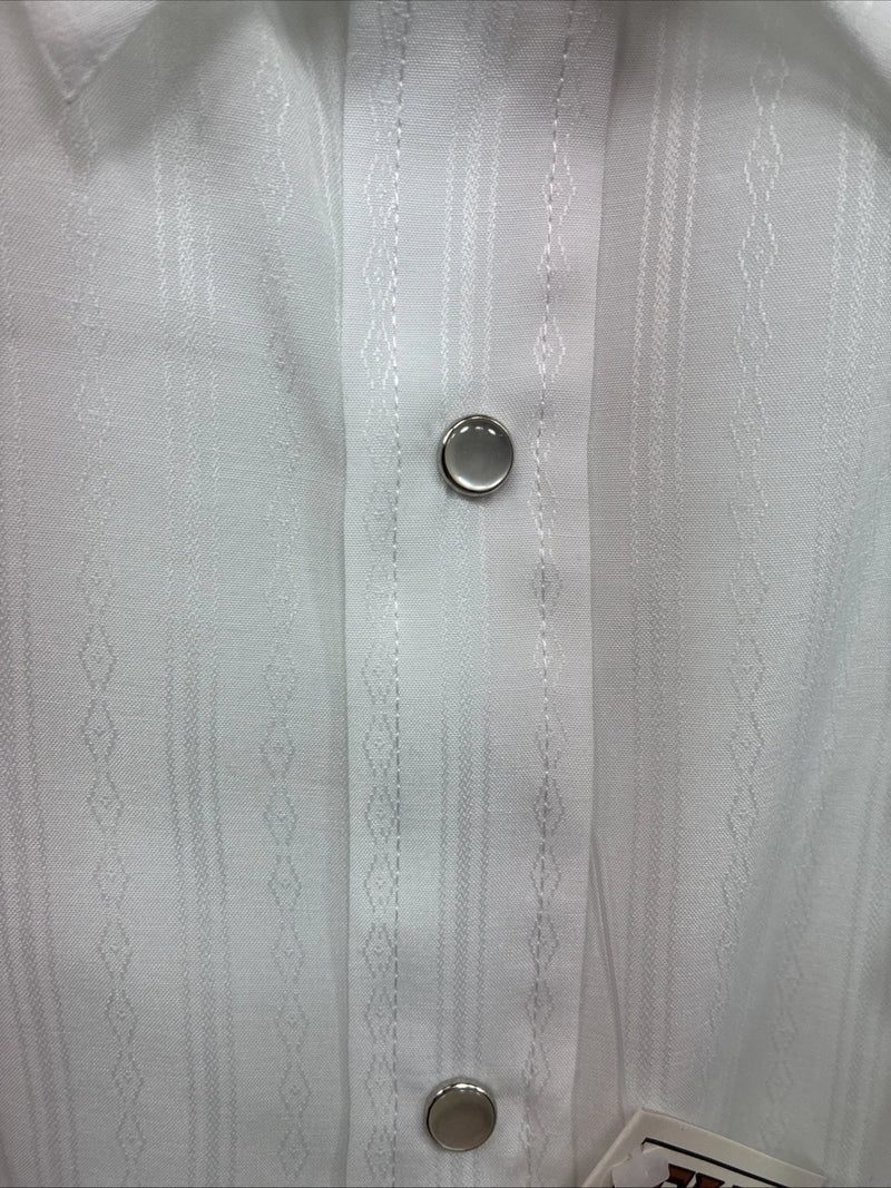 New Men’s ELY Cattleman White Deigned Long Sleeve Pearl Snap 20.5 4XL X-108