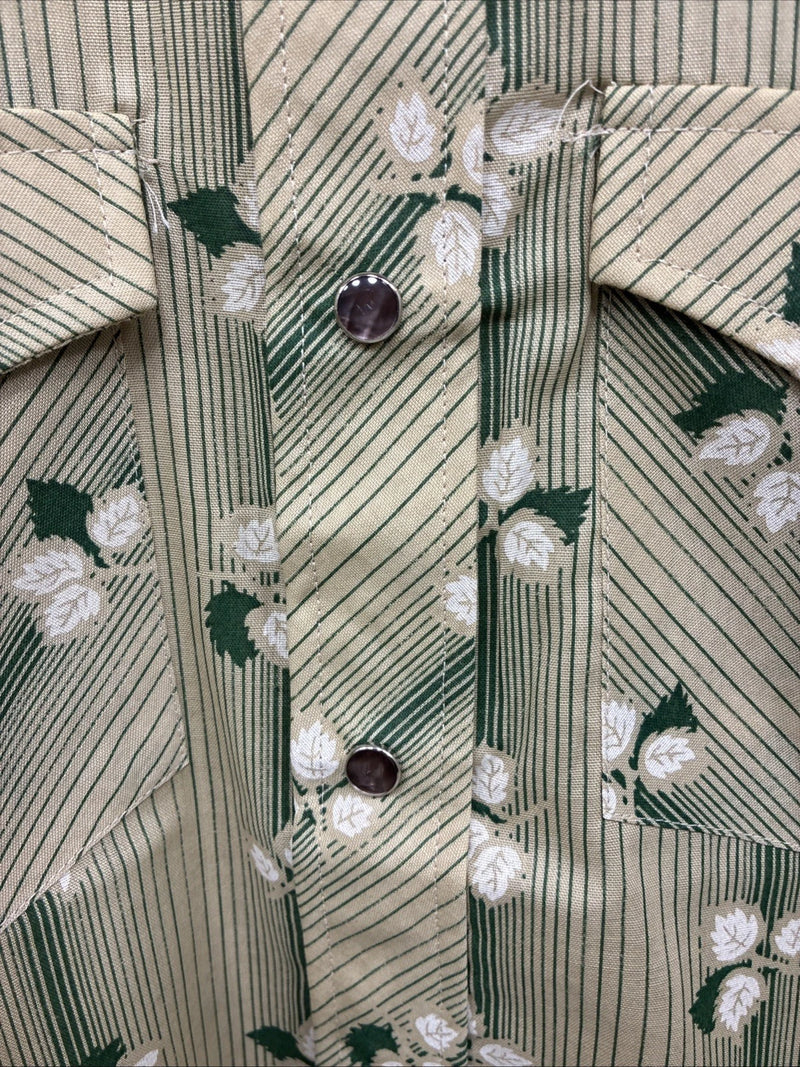 New Men’s ELY Plains Green Floral Long Sleeve Pearl Snap 16 X 36 Large CC-23