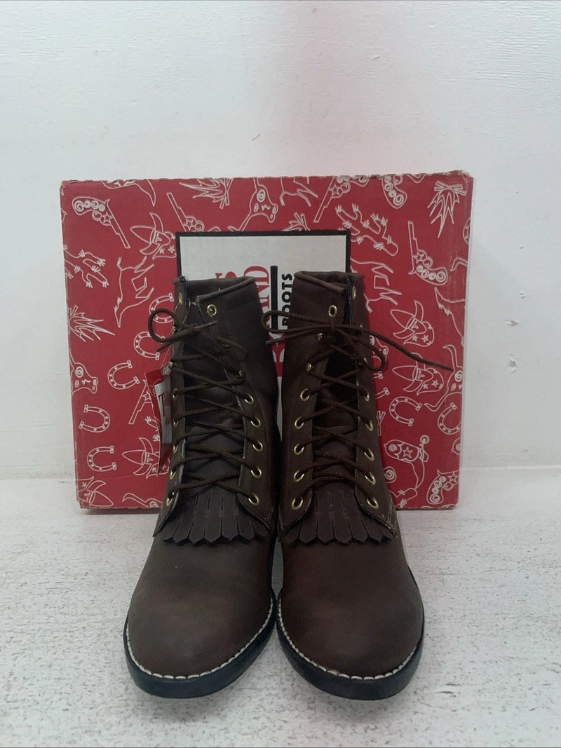 New Youth Brown Lace Up Texas Brand Cowboy Boots. B 1361 5.5 5 1/2 D. 2-131