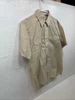 New Men’s ELY Cattleman Tan Short Sleeve Pearl Snap Shirt  16 Large X-103