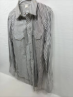 New Men’s Champion Western White Gray Stripe Long Sleeve Pearl Medium E-75