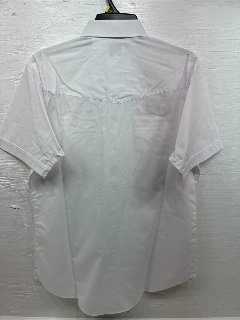 New Men’s ELY Cattleman White Eagle Designed Long Sleeve Pearl Snap Large T-64