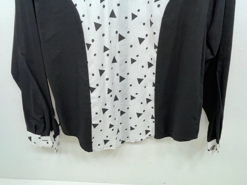 New Women’s Black White Cowboy Threads Long Sleeve Button Up Shirt M #790 3B-21