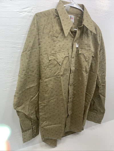 New Men’s Tem Tex Yellow Long Sleeve Pearl Snap Medium B-116
