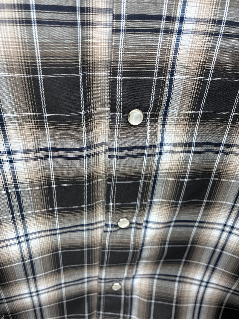 New Men’s ELY Cattleman Brown Flannel Long Sleeve Pearl Snap 4XL E-81