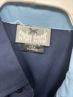 New Men’s Cowboy Threads Blue Half Design Long Sleeve Button Up XL M-75