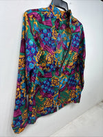 New Women’s Multicolor Designed Long Sleeve Zip Up Shirt Medium TT-62