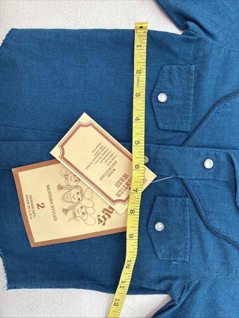 New Kids Denver Blue Long Sleeve Pearl Snap Size 2 DD-148